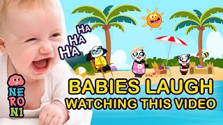 Make a baby laugh in SECONDS with Goofy Panda amp Beebee  Beach Picnic  Neroni Kids [upl. by Sorac]