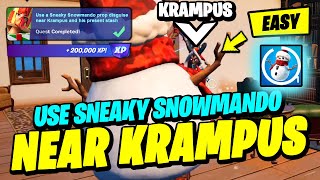 How to EASILY Use a Sneaky Snowmando prop disguise near Krampus and his present stash Fortnite Quest [upl. by Aivilys957]