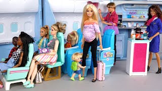 Barbie Doll Family Toddler Airport Travel Routine [upl. by Durer]