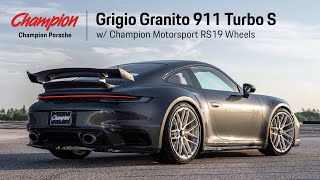 Porsche 911 Turbo S w Champion Motorsports New RS19 Forged Wheels [upl. by Aicnorev840]