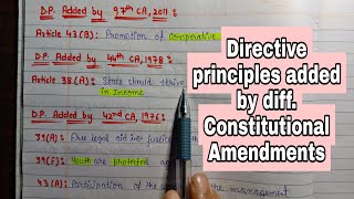 Directive principles added by different Constitutional Amendments  lec24  PolityAn aspirant [upl. by Virgin]