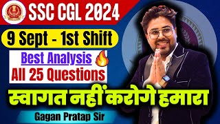 SSC CGL 2024 ANALYSIS  9 Sept 1st Shift  SSC CGL Tier1 Maths Analysis By Gagan Pratap Sir ssc [upl. by Nicholas303]