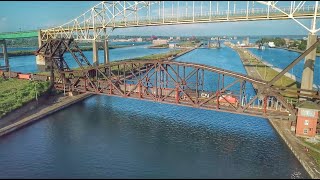 Drone Video  CN International Railroad Bridge  Sault Ste Marie MI [upl. by Nosle]