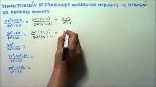 SIMPLIFICACIÓN DE FRACCIONES ALGEBRAICAS MEDIANTE LA EXTRACCIÓN DE FACTORES COMUNES HD [upl. by Ioyal]