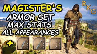 Magisters Armor Set All Appearances  Max Stats  Bow and 2 Daggers  Assassins Creed Valhalla [upl. by Rexanne]