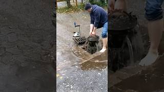 S009 Unclogging a storm drain after rain on a gravel car park in Germany shorts [upl. by Zat878]