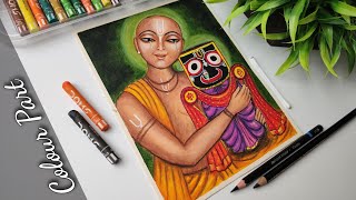 Lord Jagannath Drawing with Oil Pastels  Lord Jagannath with ShreeChaitanyadev drawing jagannath [upl. by Ahtanamas]