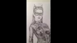 Catwoman  Pencil Drawing WIP [upl. by Nelleh854]