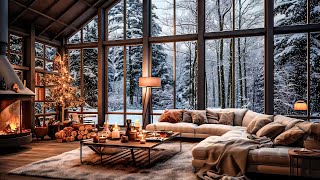 ❄Snowfall in Forest in Living Room with Relaxing Fireplace Sounds  Cozy Ambience for Work and Study [upl. by Enilauqcaj]