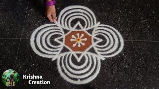 Aani madham simple padi kolam  5x1 dot easy rangoli design  pandaga muggulu  beautiful rangoli [upl. by Ahtilat684]