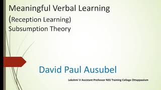 Ausubels Theory of Learning [upl. by Ycnay105]