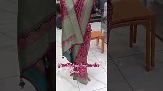 Beautiful pashmina silk saree with resham work simransarees partywearsaree womensfashionstyle [upl. by Yaja]