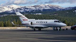 2005 Raytheon Hawker 800XP N100AG departing Truckee airport California 2020 [upl. by Jamila]