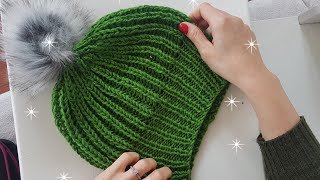 Süper Kolay Selanik Bere  Süper Easy Brioche Beanie [upl. by Macswan]