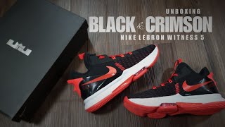 UNBOXING Nike Lebron Witness 5 BLACK AND CRIMSON [upl. by Ecille]