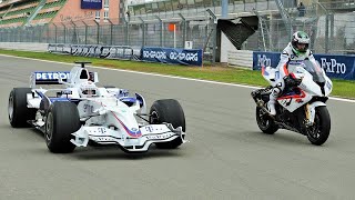 F1 Car vs Bike BMW Sauber F1 vs BMW S 1000 RR [upl. by Mihe]