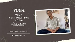 Yin Yoga and Restorative Practice with Neck Stretches and a Calming Awareness Meditation  40 mins [upl. by Ydualc140]