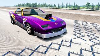 Massive Spike Strip Pileup Car Crashes 111 – BeamNG Drive  CrashBoomPunk [upl. by Atteselrahc]