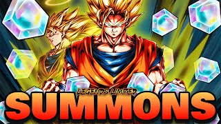 OVER FIFTEEN THOUSAND CHRONO CRYSTAL SUMMONS FOR LF TRANSFORMING SSJ3 GOKU  DRAGON BALL LEGENDS [upl. by Leynwad]