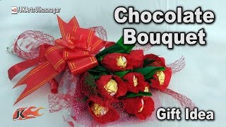 Valentine Day Gift Idea  DIY How to make Chocolate Bouquet  Ferrero Rocher Bouquet  JK Arts 1188 [upl. by Strade794]