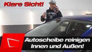 Auto Frontscheibe INNEN und AUßEN richtig reinigen ohne Schlieren mit Glasreiniger und Glastuch [upl. by Eolc]