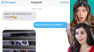 Creepy Text Messages STUCK Inside A Locker w Azzyland [upl. by Kiefer687]