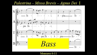 Palestrina  Missa Brevis  7Agnus Dei II  Bass [upl. by Aicekan752]