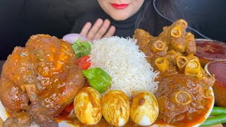 ASMR EATING MUTTON KEEMA CURRYSPICY WHOLE CHICKEN CURRYEXTRA GRAVYRICE AND SALAD FOOD VIDEO [upl. by Henarat794]