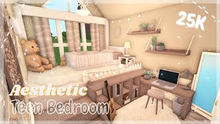 Aesthetic teen bedroom speedbuild  Roblox Bloxburg [upl. by Alyled222]