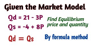 Find Equilibrium price and quantity By formula method  By Sir Sajid [upl. by Ennobe19]