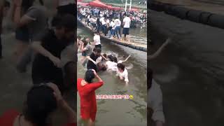 Swinging bridge game funny China try not to laugh ▶ 15funny happy waterpark fun laugh respect [upl. by Nauqram]