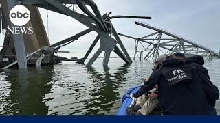 Crews search for people missing after Baltimore bridge collapses [upl. by Abisia150]