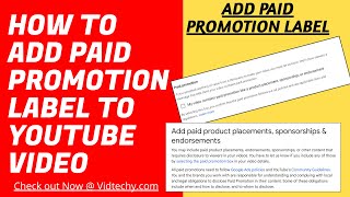 how to add paid promotion label to youtube video [upl. by Esinned]