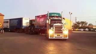 KW 908 Toll Roadtrain leaving Port Hedland [upl. by Leinnad668]