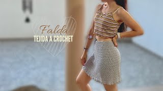 FALDA TEJIDA FACIL Y RAPIDO  FALDA A CROCHET [upl. by Eugnimod159]