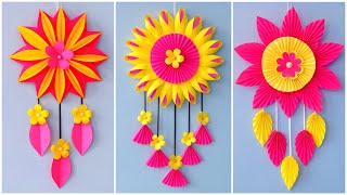 3 Unique Flower Wall Hanging  Quick Paper Craft For Home Decoration  Easy Wall Mate DIY Wall Decor [upl. by Gaither]