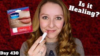 Vaseline Lip Therapy Rosy Lips Stick Review  Dollar Tree Makeup  Day 430 of Trying New Makeup [upl. by Abbub]