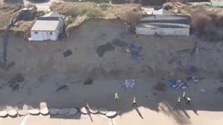 Shocking drone footage of homes falling off cliffs at Hemsby [upl. by Lechar600]