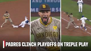 This Padres TRIPLE PLAY clinched a postseason berth 🤯  MLB on ESPN [upl. by Anzovin]