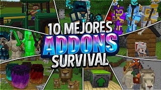 😮Top 10 MEJORES ADDONS SURVIVAL para MINECRAFT 120 12041 BEDROCK y PE ADDONS MINECRAFT PE 120 [upl. by Edwina922]