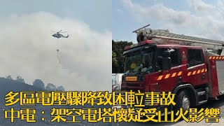 多區電壓驟降致困𨋢事故中電：架空電塔懷疑受山火影響 [upl. by Ennovehc]