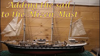 Adding the sail to the Mizzen Mast  Belem Tall Ship Build Diary 63 [upl. by Naivaf]