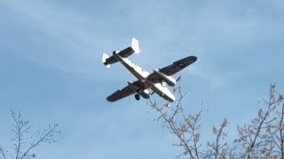 Commemorative Air Force North American B25J Mitchell Landing in Minneapolis N27493 [upl. by Nnaasil]