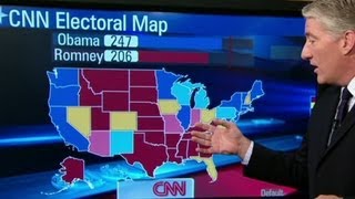 Electoral map shows slight Obama lead [upl. by Heid]