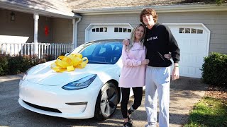 Baylen Levine surprises his mom with a tesla [upl. by Eivlys]