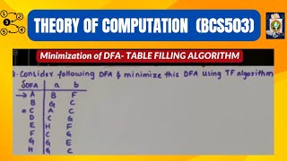 Automata Theory TABLE FILLING ALGORITHM Minimization of DFA Problem 1  ATCD21CS51 [upl. by Agata85]