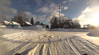 Snowmobile trail thru Newberry MI [upl. by Anipsed]