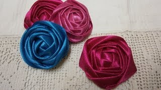 DIY ribbon rose tutorialHow tofabric flowerseasy [upl. by Pegg]