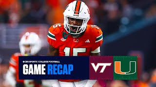 No 7 Miami SURVIVES Virginia Tech Hail Mary attempt  Game Recap [upl. by Tilagram]