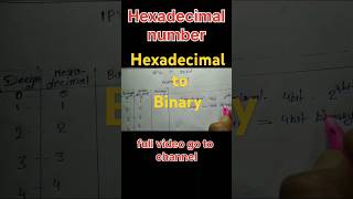 hexadecimal to binary  hexadecimal convert binary numbers  binary numbers shorts hexadecimal [upl. by Mian]